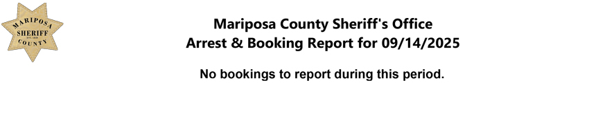 mariposa county booking report for september 14 2025