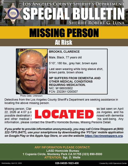 LASD missing Brooks found