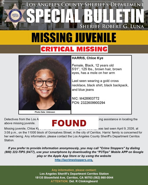 LASD missing Harris FOUND