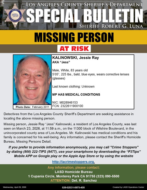 LASD missing Kalinowski
