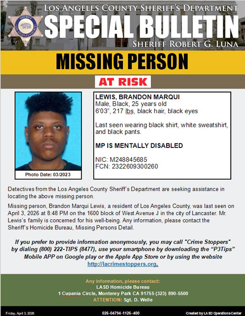 LASD missing Lewis
