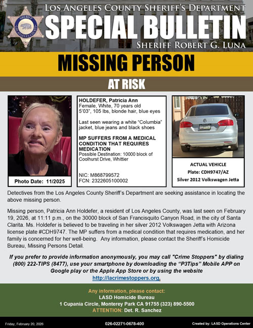 LASD missing Holdefer