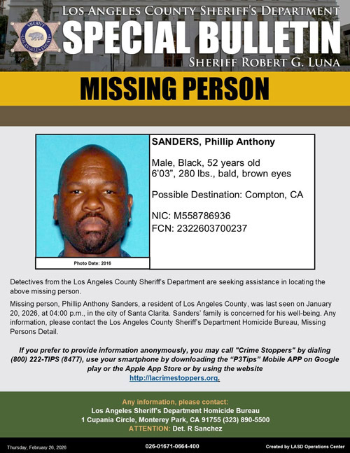 LASD missing Sanders