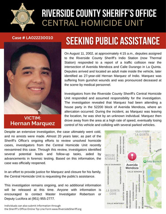 RCSO cold case homicide