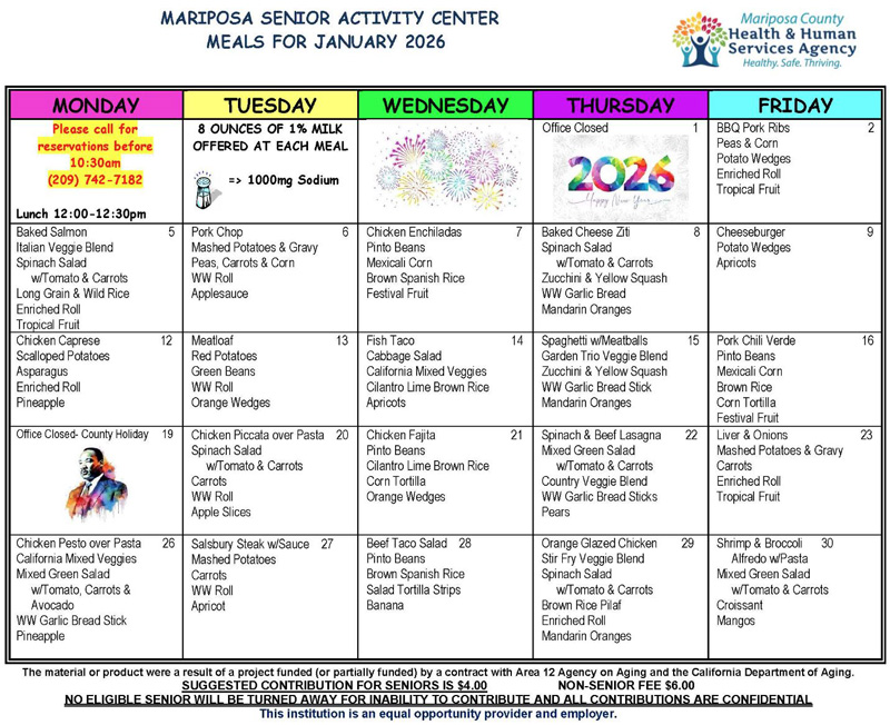 January menu