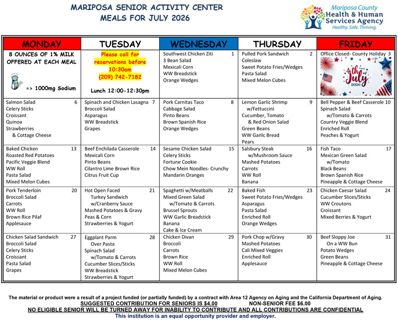 July Menu