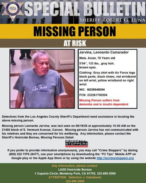 LASD missing Jarvina 500