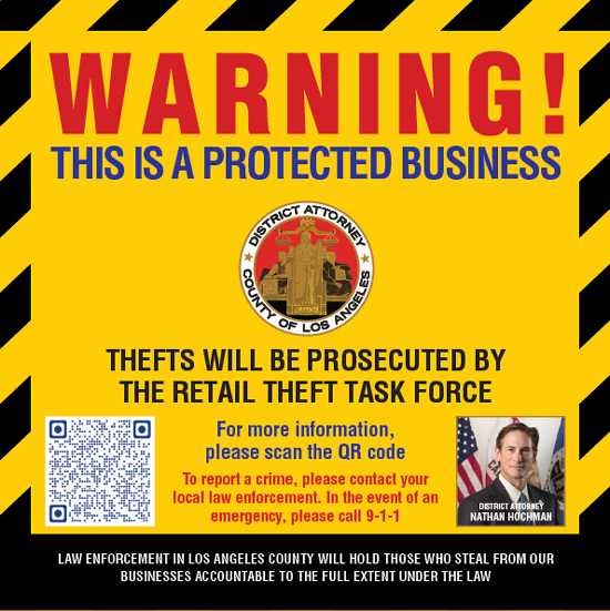 LADA Retail Theft Task Foce Warning Decal