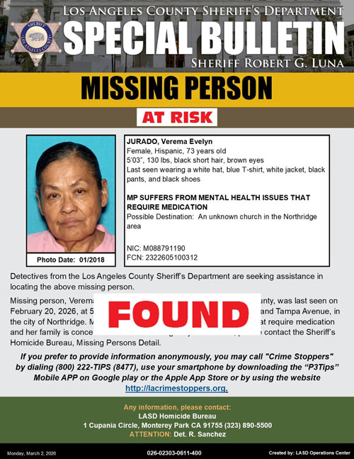 LASD missing Jurado found