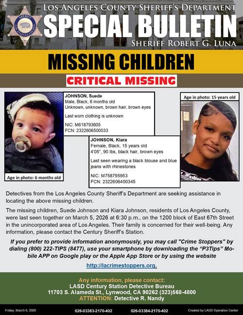 LASD missing Kiara and Suede Johnson