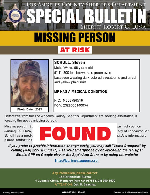 LASD missing Schull found