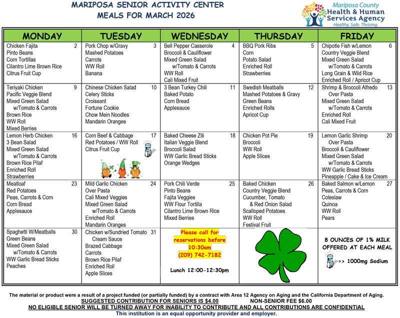 March Menu