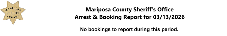 mariposa county booking report for march 13 2026