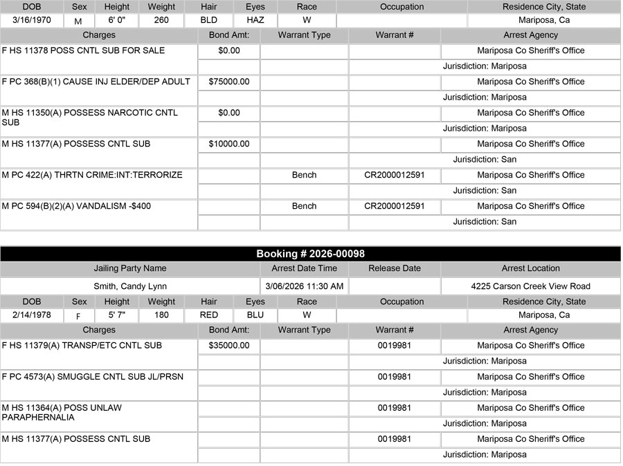 mariposa county booking report for march 6 2026 03