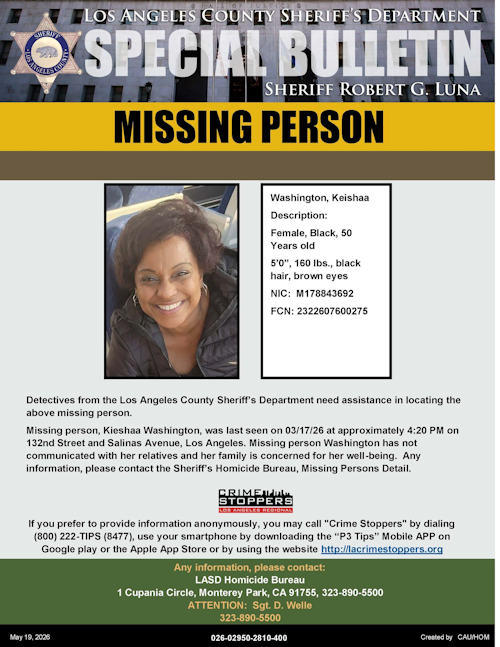 LASD missing Washington