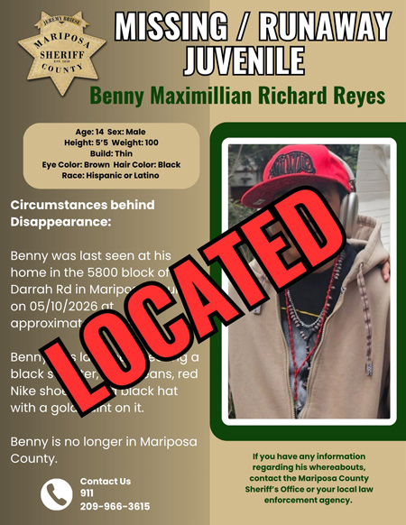 Mariposa SO missing Reyes located
