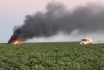 Navy Jet Engulfed in Flames After Crash Near Lemoore Naval Air Station in Fresno County, Pilot Ejects Safely