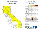 California and National Drought Summary for August 18, 2026, 10 Day Weather Outlook, and California Drought Statistics: 65% of State Abnormally Dry, a 0% Increase Week-Over-Week
