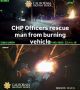 South Los Angeles CHP Officers Rescue Driver from Burning Vehicle Without Hesitation (Video)