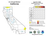 California and National Drought Summary for April 23, 2024, 10 Day Weather Outlook, and California Drought Statistics