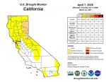California and National Drought Summary for April 7, 2026, 10 Day Weather Outlook, and California Drought Statistics: 56% of State Abnormally Dry, a Weekly Increase of 18%