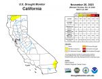 California and National Drought Summary for November 28, 2023, 10 Day Weather Outlook, and California Drought Statistics – 95% of California Not Currently in Drought Conditions