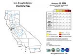 California and National Drought Summary for January 20, 2026, 10 Day Weather Outlook, and California Drought Statistics: 100% of State Not in Drought Conditions
