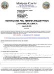 Mariposa County Historic Sites and Records Preservation Commission Agenda for Monday, August 10, 2026 – Items Include: Caltrans Metal Fencing along Highway 140 (in front of Chocolate Soup)