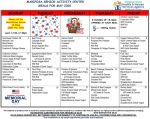 Mariposa County Senior Menu & Activities Calendar for May 2026