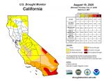 California and National Drought Summary for August 19, 2025, 10 Day Weather Outlook, and California Drought Statistics: 40% of State in Moderate Drought