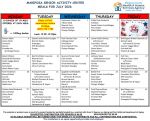Mariposa County Senior Menu & Activities Calendar for July 2026