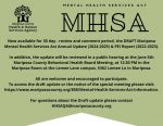 Mariposa County Health & Human Services Announce the Draft Mariposa Mental Health Services Act Annual Update and PEI Report Now Available for Review and Comment