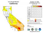 California and National Drought Summary for October 14, 2025, 10 Day Weather Outlook, and California Drought Statistics: 39% of State in Moderate Drought