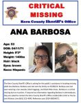 Kern County Sheriff Seeks Public’s Help Locating Critical Missing Person 53-Year-Old Ana Barbosa