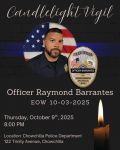 Candlelight Vigil Honoring Chowchilla Police Officer Raymond Barrantes will be Held on Thursday, October 9, 2025