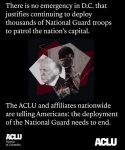 ACLU and Affiliates Nationwide Underscore Urgent Need for National Guard to Leave the Nation’s Capital, Say Prolonged Deployments Carry Nationwide Costs and Risk Normalizing Military Presence On American Streets