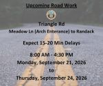Mariposa Public Works Announce Road Work to Complete Culvert Replacement on Triangle Road on September 21-24, 2026