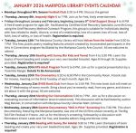 Mariposa County Library Calendar of Events for January 2026