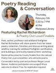 Mariposa Library Hosts Poetry Reading & Conversation with Wildland Firefighter Rachel Richardson on February 5, 2026