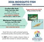 Mariposa County Mosquito Fish Distribution Days to be Held in Coulterville on Friday, April 24 and Mariposa on Saturday, April 25, 2026