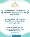Mariposa County Parks & Recreation Announce Updated Pool Schedule