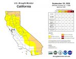 California and National Drought Summary for September 29, 2026, 10 Day Weather Outlook, and California Drought Statistics: 70% of State Abnormally Dry, A 2% Increase Week-Over-Week