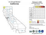 California and National Drought Summary for February 3, 2026, 10 Day Weather Outlook, and California Drought Statistics: 99.30% of State Not in Drought Conditions