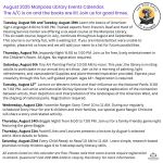 Mariposa County Library Calendar of Events Schedule for August 2025