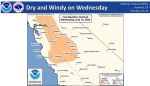 A Moderate Risk for Elevated Fire Danger Will Exist Across Portions of Central California Today (Wednesday) and Thursday; In Particular, the Coastal Range (West Hills) and a Large Part of the San Joaquin Valley, All North of Kern County